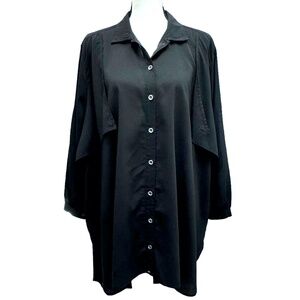 MINKPINK BLACK OVERSIZED MULTIWAY BUTTON DOWN SHIRT WITH ROLL TAB SLEEVES